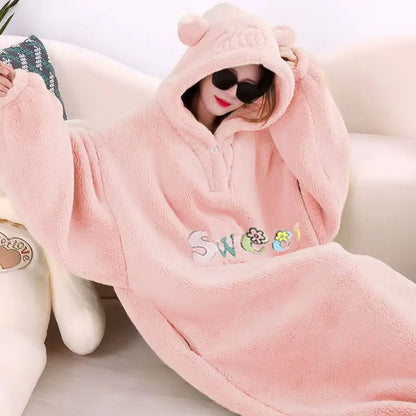 Blanket with sleeves hooded