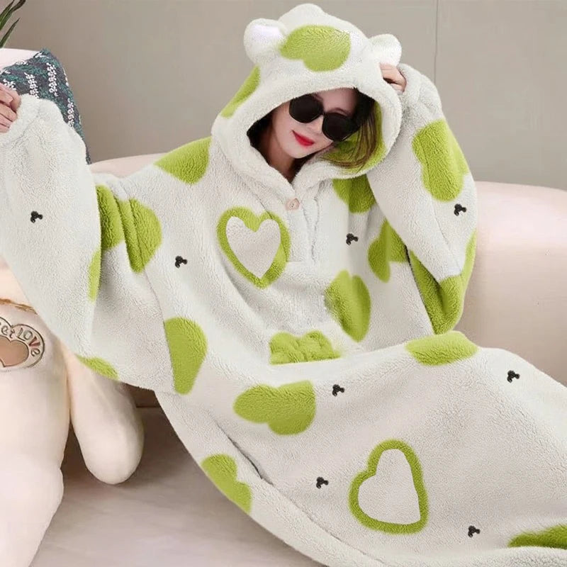 Blanket with sleeves hooded