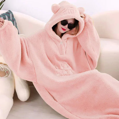 Blanket with sleeves hooded