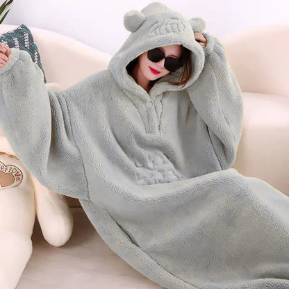 Blanket with sleeves hooded