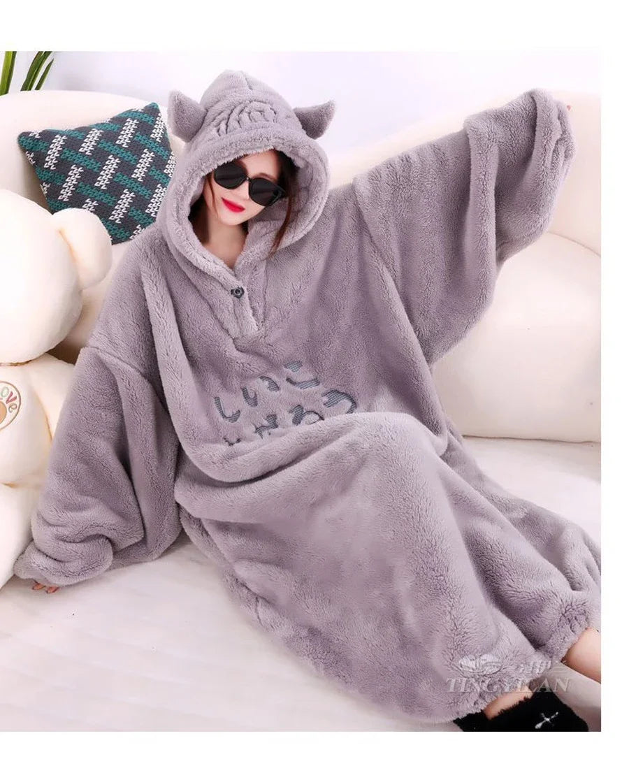 Blanket with sleeves hooded
