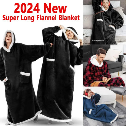 Super Long Flannel Blanket Winter Hoodies